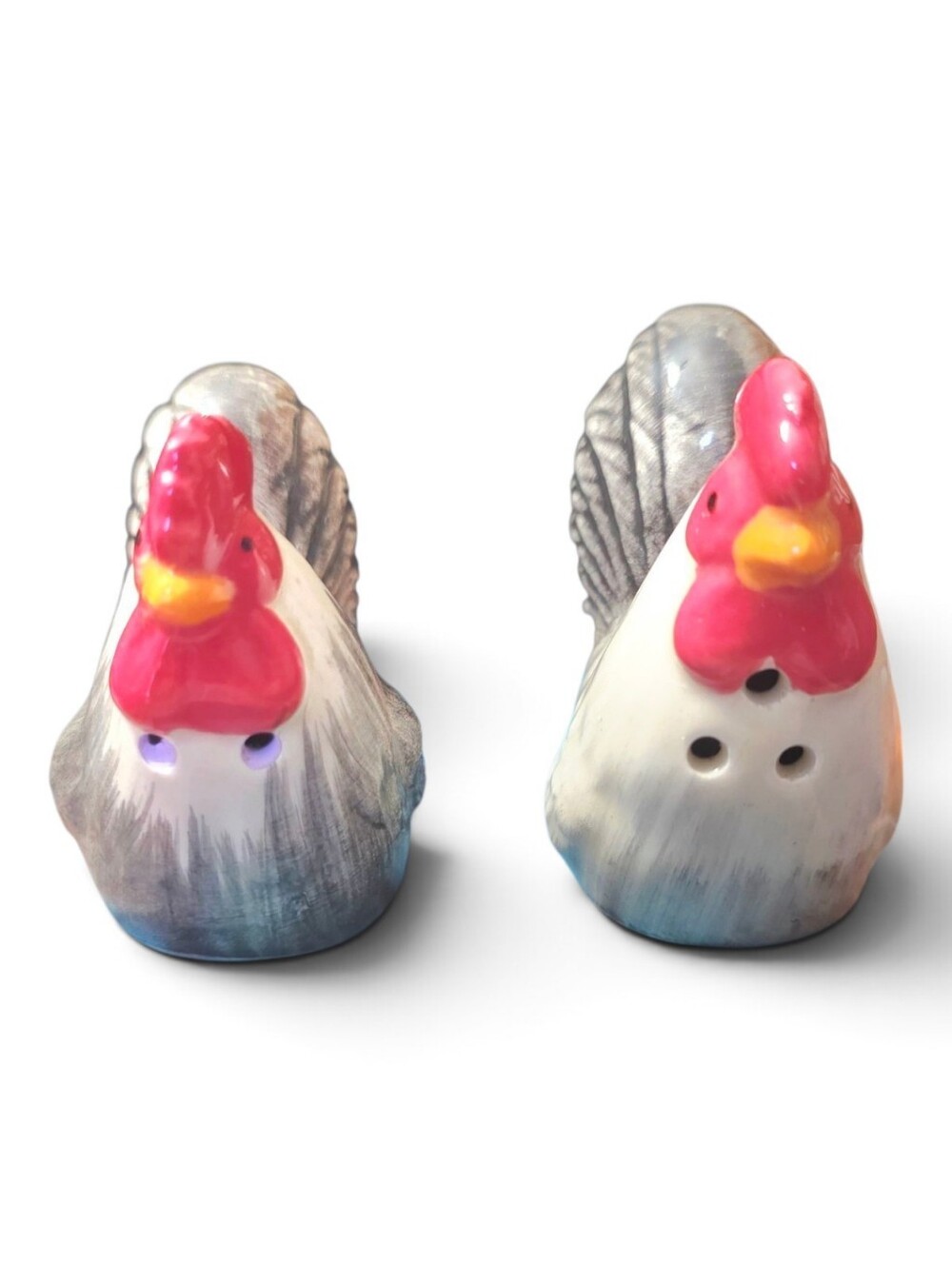 Ceramic Rooster Salt and Pepper Shaker Set - White and Red